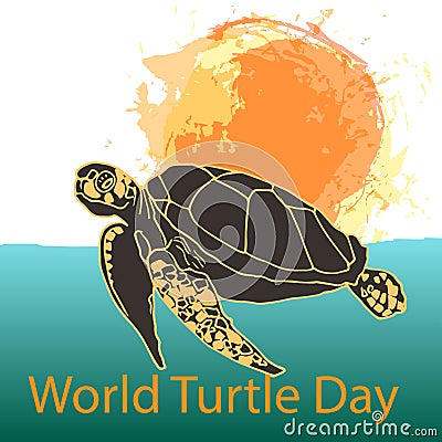 World Turtle Day concept Cartoon Illustration