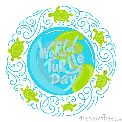 World Turtle Day Vector Illustration