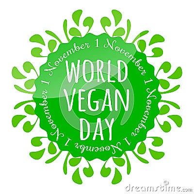 World vegan day badge, emblem, sticker, flyer Vector Illustration