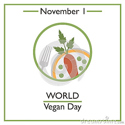 World Vegan Day. November 1 Vector Illustration