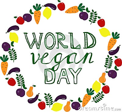 World Vegan day. Template, banner, poster Vector Illustration