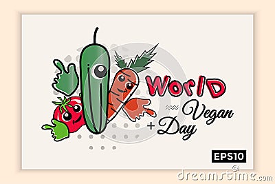 World vegan day in text form, can be used for backgrounds, banners, web templates, leaflets, on November holidays Vector Illustration