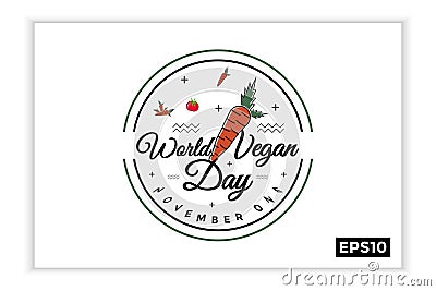 World vegan day in text form, can be used for backgrounds, banners, web templates, leaflets, on November holidays Vector Illustration