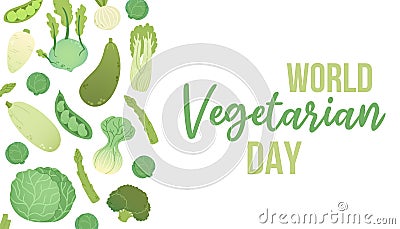 World Vegetarian Day Vector Illustration. World Vegetarian Day typo text for cards, stickers, banners and posters. Vector Illustration