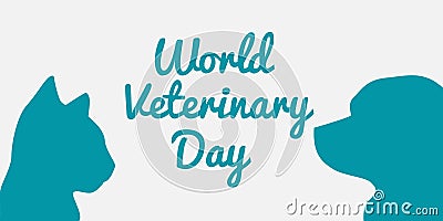 World Veterinary Day vector. Dog, cat and man silhouette vector. Pets from side silhouette icon isolated on a white Vector Illustration