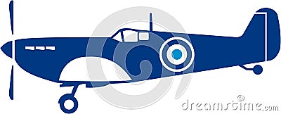 World War 2 Fighter Plane Spitfire Retro Vector Illustration