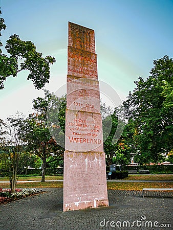 World War I memorial in Bingen, Germany Editorial Stock Photo