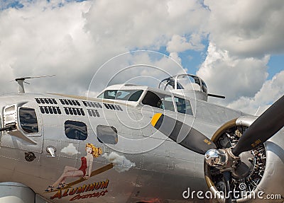 World War II B17 Bomber's Propellers and Guns Stock Photo