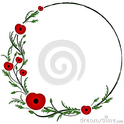 World War II, commemorative symbol. Red poppy. Vector Illustration