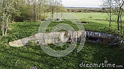 MRU World War II fortification bunker, Pniewo, near Miedzyrzecz, Poland. Entrance to the underground corridor system. German milit Stock Photo