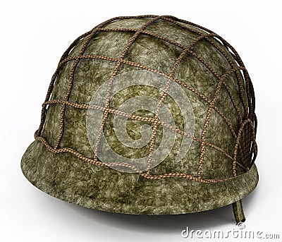 World War II helmet isolated on white background. 3D illustration Cartoon Illustration