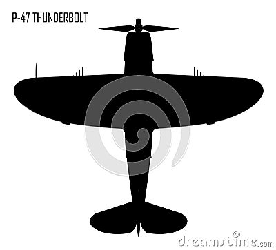 World War II - Republic P-47 Thunderbolt Vector Illustration