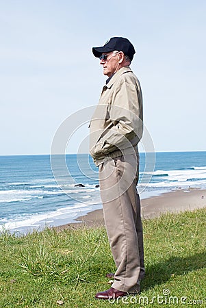 93 year old World War II Veteran Reminiscing Stock Photo