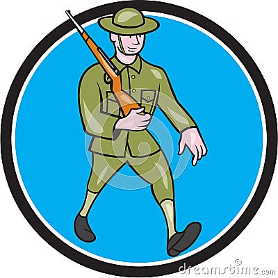 World War One Soldier British Marching Circle Cartoon Stock Photo