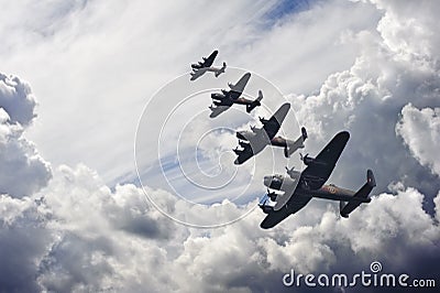 World War Two British vintage flight formation Stock Photo