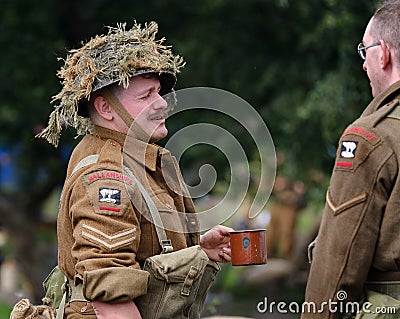 World war two dressed soldiers in British infantry uniform. Editorial Stock Photo