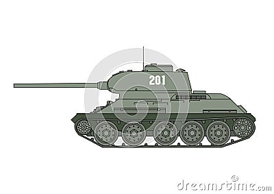 World War Two Soviet tank Vector Illustration