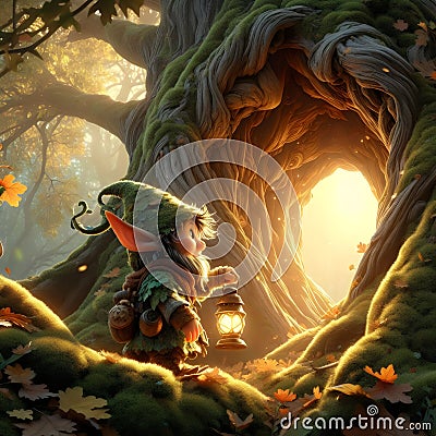 world of warcraft fantasy artwork child adventurer fairy tale character illustration Vector Illustration