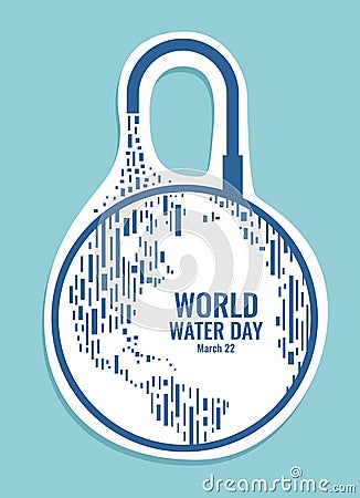 World water day banner with abstract earth world and water faucet sign rectangle style vector design Vector Illustration