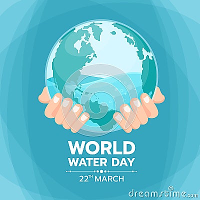 World water day banner with hand hold water in circle world glass vector design Vector Illustration