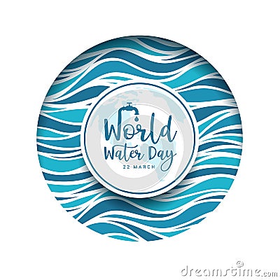 World water day banner - text in circle groove frame with abstract blue water wave texture vector design Vector Illustration
