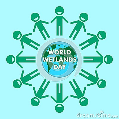 World wetlands day cartoon design illustration, campaign asset for use on social media Stock Photo