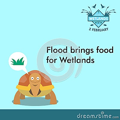 World wetlands day cartoon design illustration, campaign asset for use on social media Stock Photo