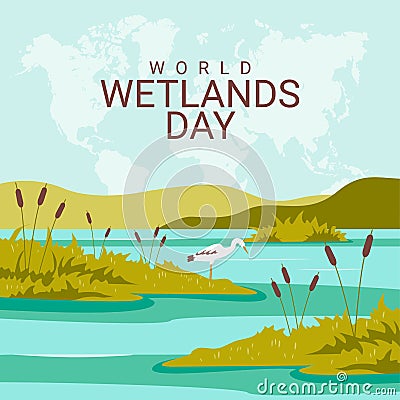 world wetlands day social media post template vector Vector Illustration