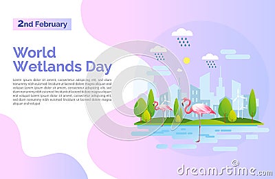 World Wetlands Day Vector Illustration