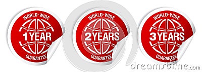 World-wide guarantee stickers. Vector Illustration