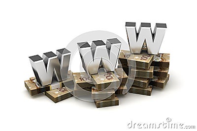 World Wide Web Economy with Canadian Dollar Stock Photo