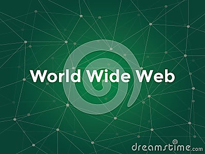 World wide web white text illustration with green constellation map as background Vector Illustration