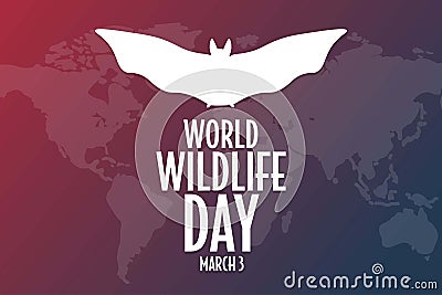 World Wildlife Day. March 3. Holiday concept. Template for background, banner, card, poster with text inscription Vector Illustration