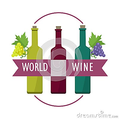 World Wine Set of Check Elite Vintage Wines. Vector Illustration