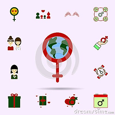 World, woman symbol, feminism color icon. Universal set of 8 march for website design and development, app development Stock Photo