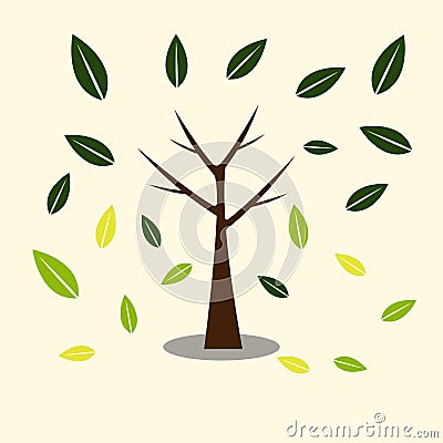 tree icons with beautiful leaves,,Ecology concept autumn with tree background.Vector illustration. Vector Illustration