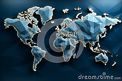 Worldly design. Geometric 3D map backdrop ideal for global themed presentations Stock Photo