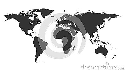 Worldmap backgound template. Isolated map of the world silhouette Vector Illustration