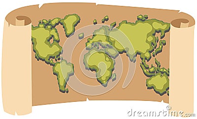 Worldmap on brown paper Vector Illustration