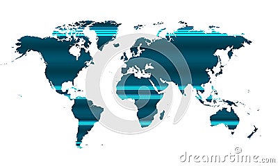 Bright stripes over worldmap Stock Photo