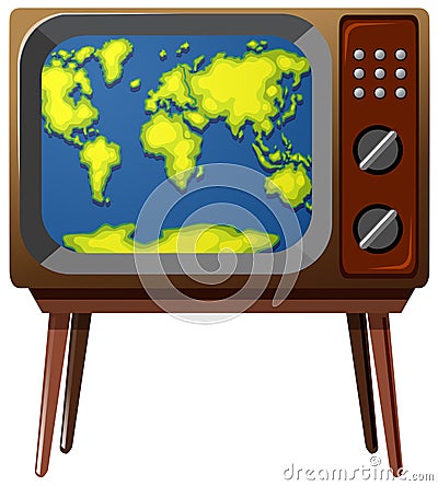 Worldmap on television screen Vector Illustration