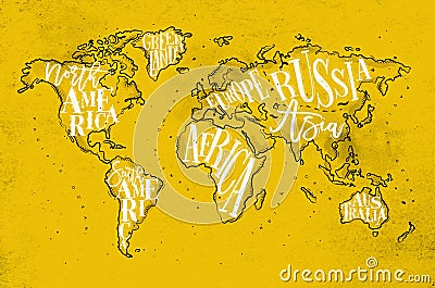 Worldmap vintage yellow Vector Illustration