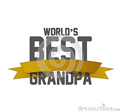 worlds best grandpa ribbon sign illustration Cartoon Illustration
