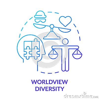 Worldview diversity blue gradient concept icon Vector Illustration