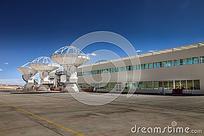 ALMA, base station of the worldwide biggest telescope Array, Chile Editorial Stock Photo