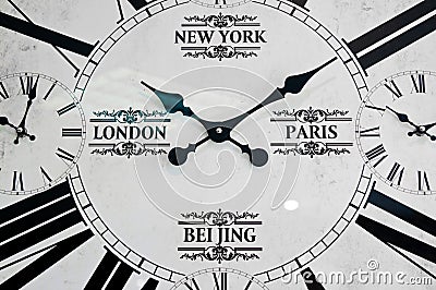 Worldwide cities clockface Stock Photo