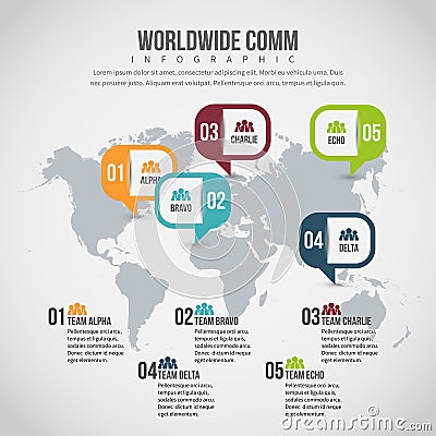 Worldwide Comm Infographic Vector Illustration