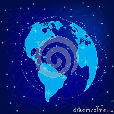 Worldwide connection concept. Global communications network. Stock vector. Vector Illustration