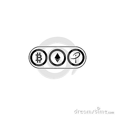 Worldwide crypto currency symbols. Bitcoin, Ethereum, Ripple virtual currencies. New virtual money icon Editorial Stock Photo