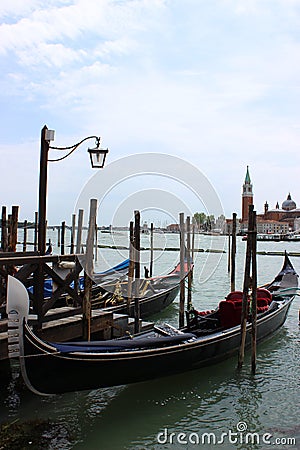 Famous venetian gondolas near the San Marco square Stock Photo